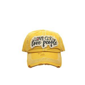 COPY - DISTRESSED SALMON 'LOVE GOD LOVE PEOPLE' CAP